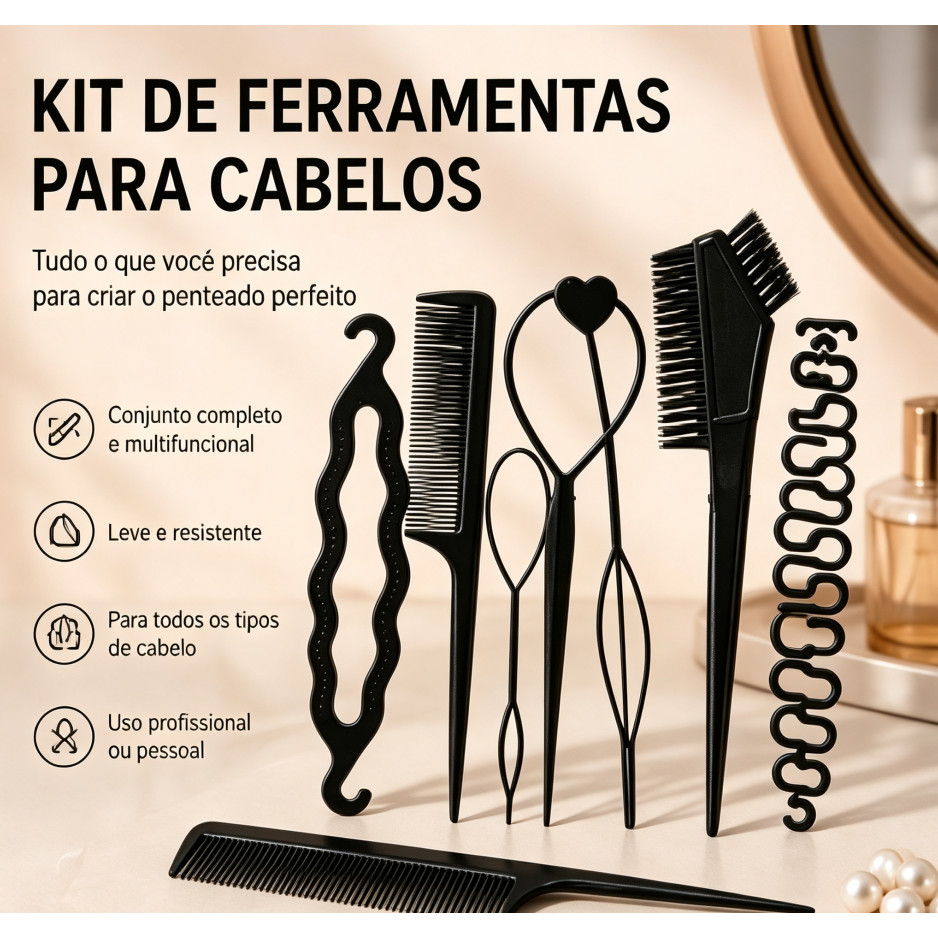 Kit Multifuncional De Acessórios Para Cabelo Ferramentas De Penteado