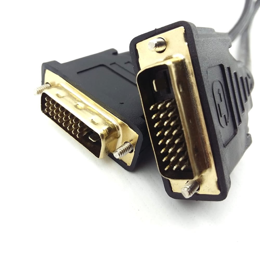 Cabo Monitor DVI, DVI M x DVI M Gold. Blindagem com Filtro nas duas pontas. Tamanho: 15 Metros. Conectores Dourados. Revestimento de nylon. Filtro magnético.