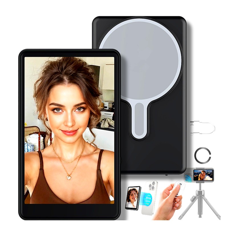 Suporte Magnético De Tela De Monitor De Selfie Vlog Para Telefone Com Som Câmera Traseira ios Android