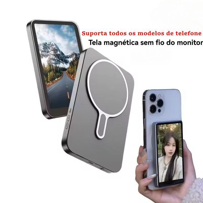 Tela Magnética de Monitor Para Selfe Tela Traseira 1080P  Serve Todos Celular