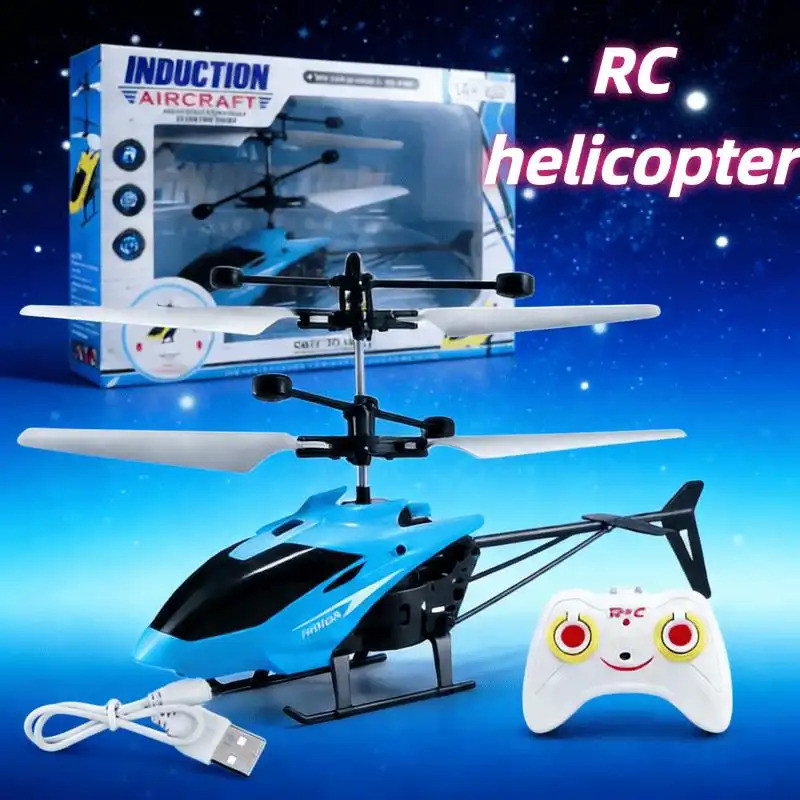 2-in-1 RC Helicopter Toy Mini Drone Rechargeable Remote Control with Infrared Sensor Two-Way Aircraft Hand Light Remote