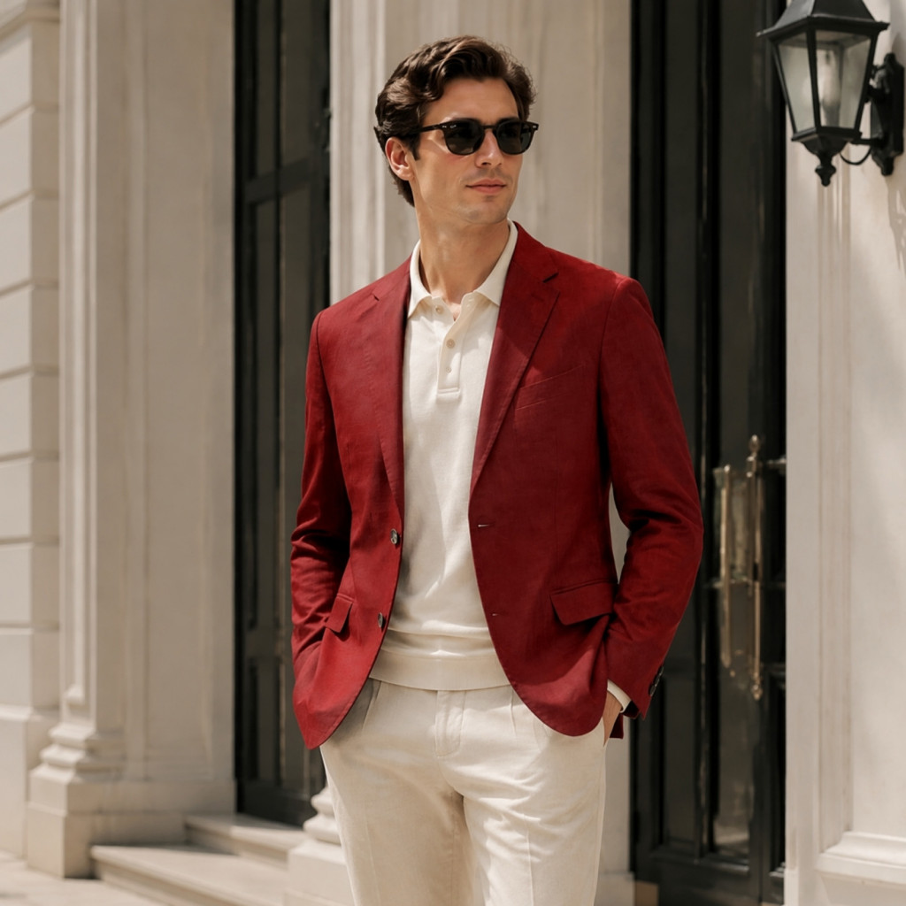 Smart Casual Wedding Guest Attire Slim Fit Suit Jacket Men's Blazer Notch Lapel Single Button Coat for Business Office D