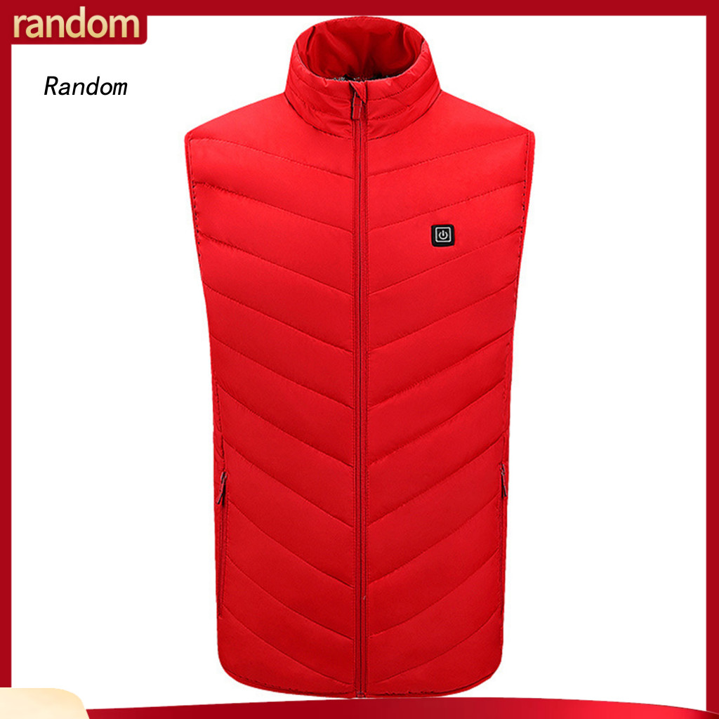 Rechargeable Heated Vest Men Men's Sleeveless Down Cotton Waistcoat with Stand Collar and Zipper Smart Thermal Warm Jack