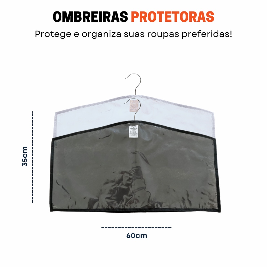 Kit 3,5,10,15,20 e 30 Ombreira P/ Roupas Capa Organizadora P/ Terno jaqueta Proteção Premium