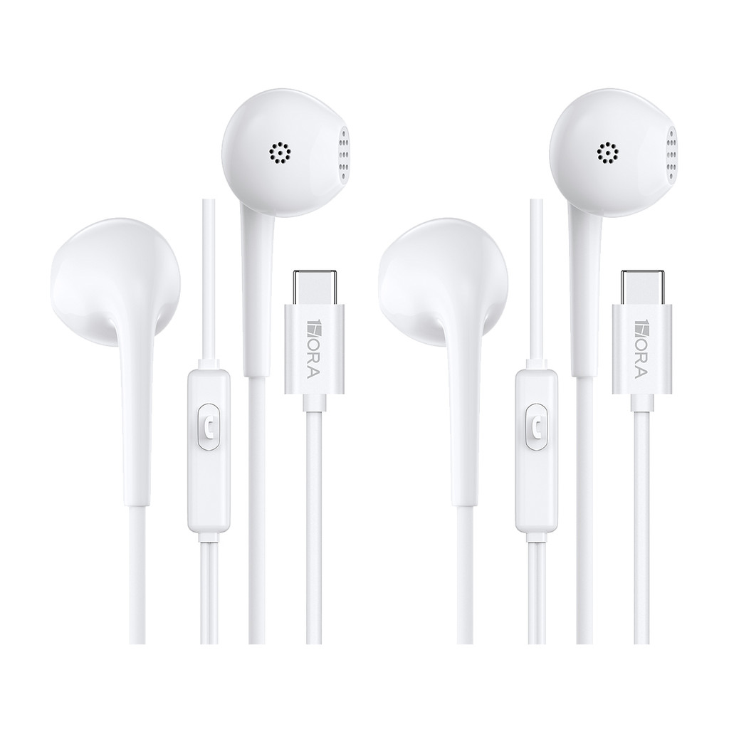 Fone Ouvido Com Fio 1Hora Usb C Intra-auricular Branco 2 Unidades