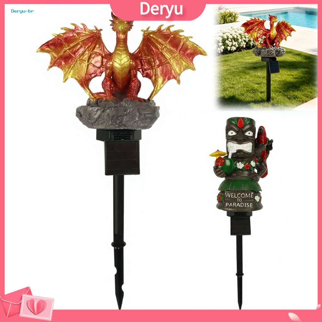 Tropical Yard Art for Backyard Solar Powered Parrot Garden Light Waterproof Dragon Led Outdoor Stake Lamp Resin for Path