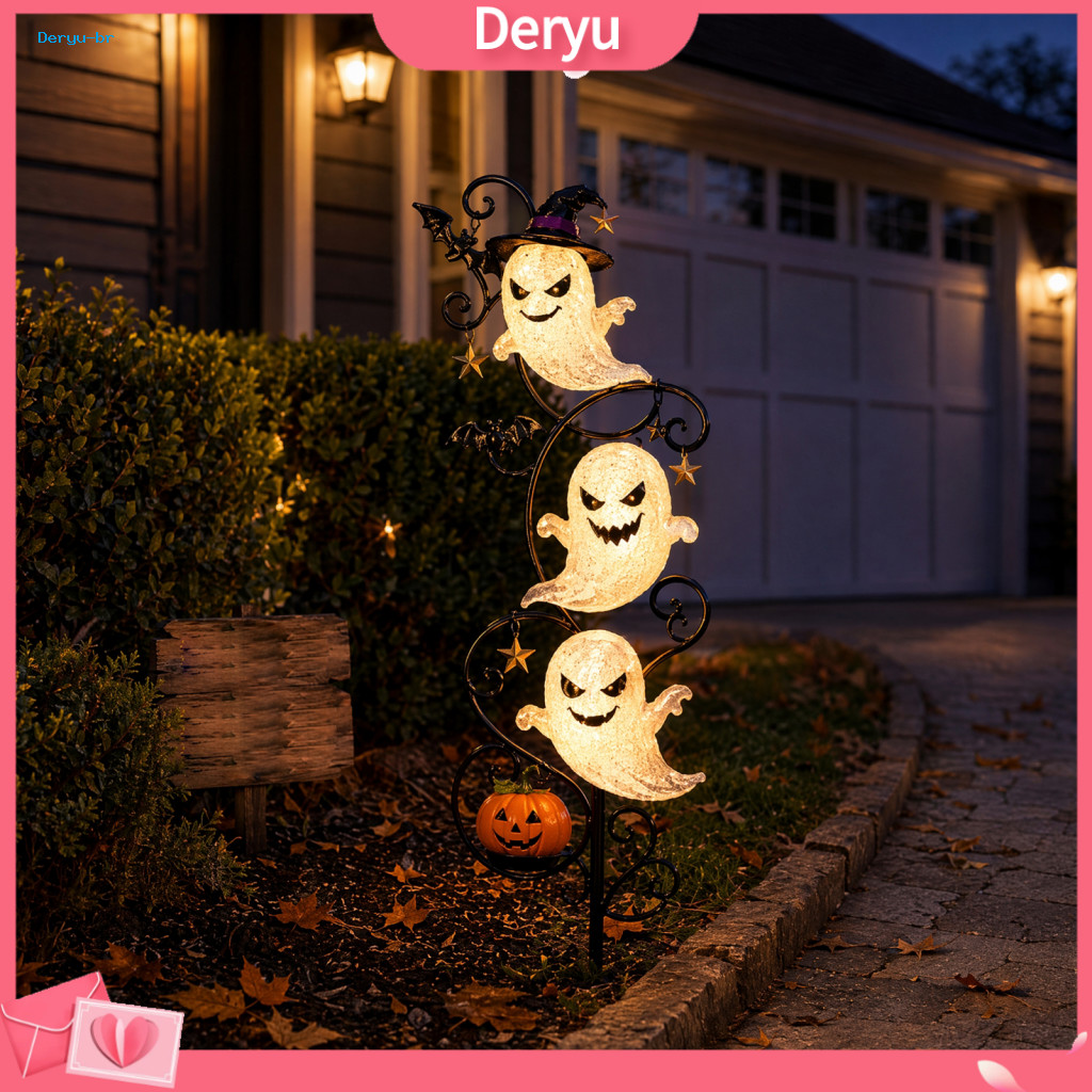 Spooky Outdoor Lawn Decorations Halloween Ground Lamp Ghost Garden Stake Led Light Waterproof Yard Path Decoration Holid