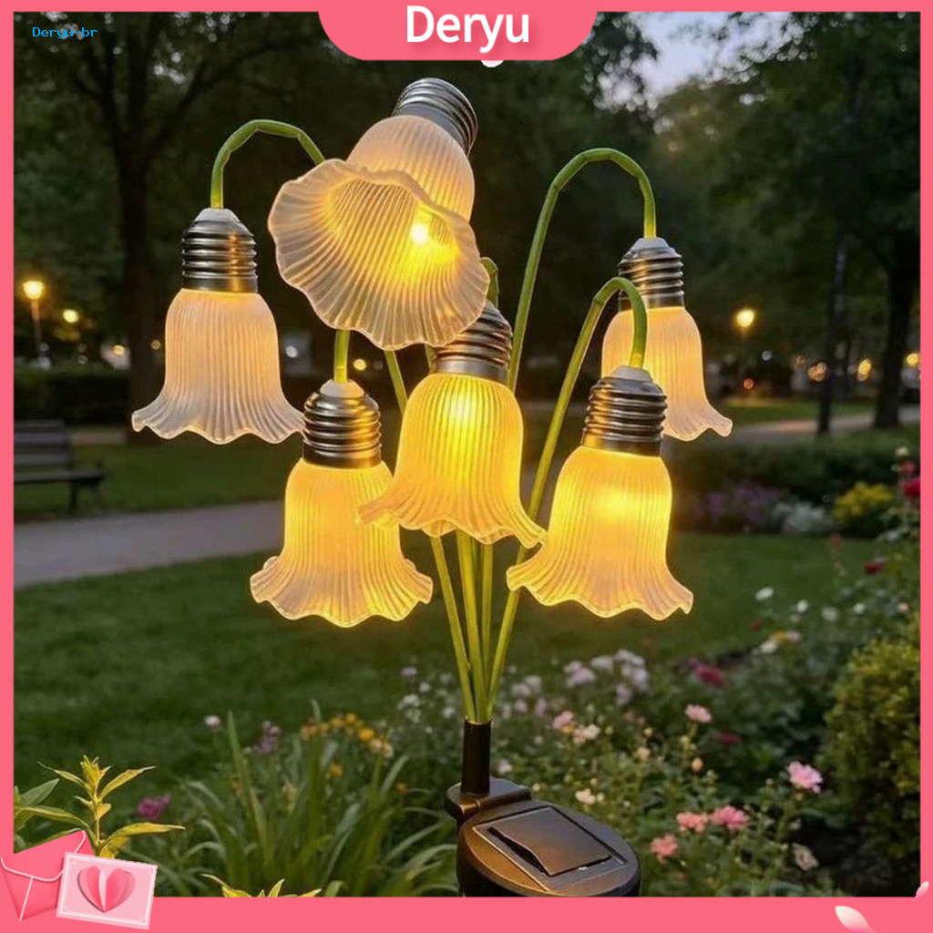 Decorative Courtyard Stakes Solar Lily of the Valley Outdoor Garden Stake Lights Waterproof Led Floral Pathway with Auto
