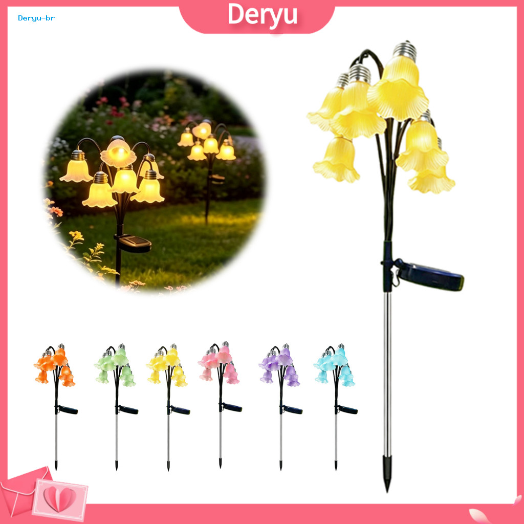 Metal Garden Ornaments for Patio Outdoor Solar Lights Stake Light Auto On/off Waterproof Led Lily of the Valley Flower L