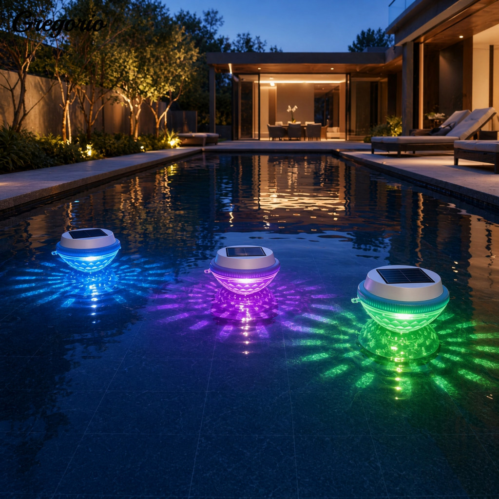 Solar Powered Swimming Pool Light Floating with Color-changing Led Dynamic Fish Projection Waterproof for Pools Ponds Ba