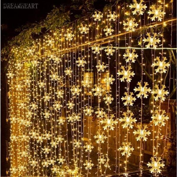 6 Metros Snowflake LED String Lights Waterproof Curtain Lights Festa de Natal pode ser conectado à onda