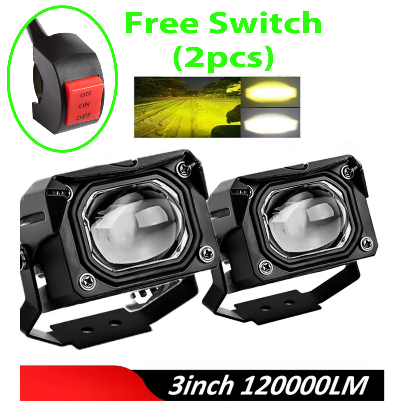 Branco/Âmbar Amarelo LED Mini Luzes De Corrida à Prova água waterproof Luz Nevoeiro Carro Motocicleta Farol