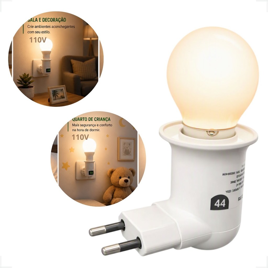 Soquete Tomada E27 + Lampada 110v Camera Segurança Bocal