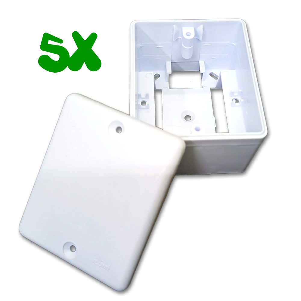 Kit 5 Caixa Sobrepor Sistema X com Placa Cega p/ Cftv Balun Passagem Câmera