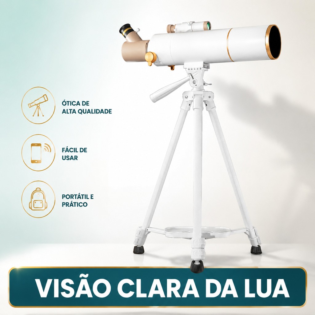 Telescopio Astronomico Refrator 70400 Com Filtro Solar e Bluetooth para Observacao do Ceu Uso Domestico Iniciantes
