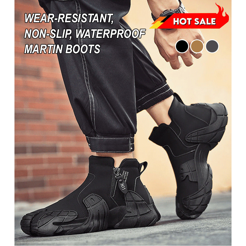 [Anti-Slip Design] Waterproof Wearable Cowboy Martin Boots Durable Antislip Martin Boots For Daily Use/Travel