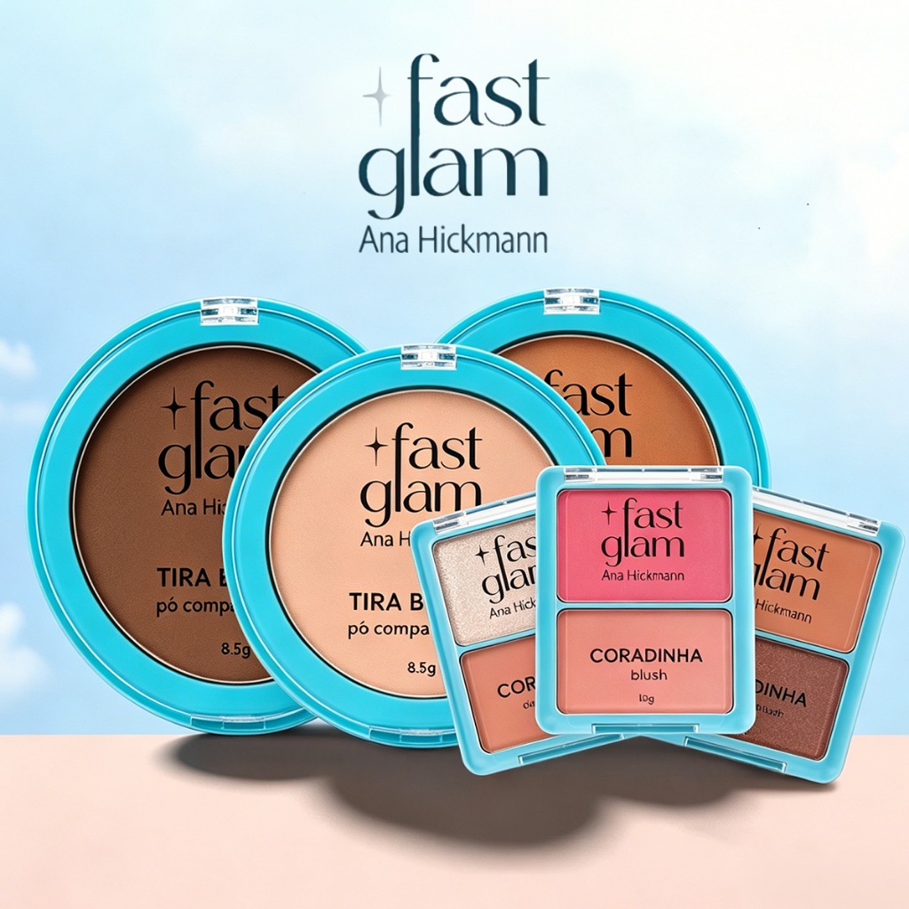 Ana Hickmann Kit Pó Compacto Tira Brilho + Duo de Blush Coradinha Fast Glam
