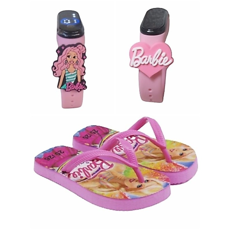 Chinelo e relogio digital 2 a prova de agua da barbie , lancamento qualidade e preco justo , lindo para sua filha