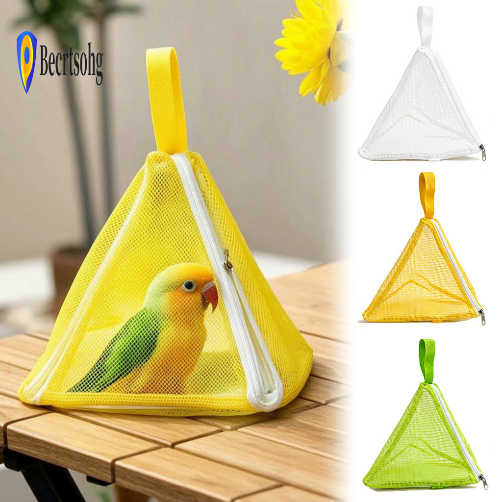 Portable Parrot Backpack Bird Travel Carrier Bag Mesh Pyramid Cage Zipper Closure Breathable Small Walking for Budgeriga