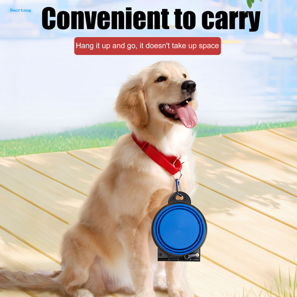Silicone Pet Bowl Food Grade Collapsible Portable Dog with Carabiner – Expandable Water Feeder for Travel Hiking Campi