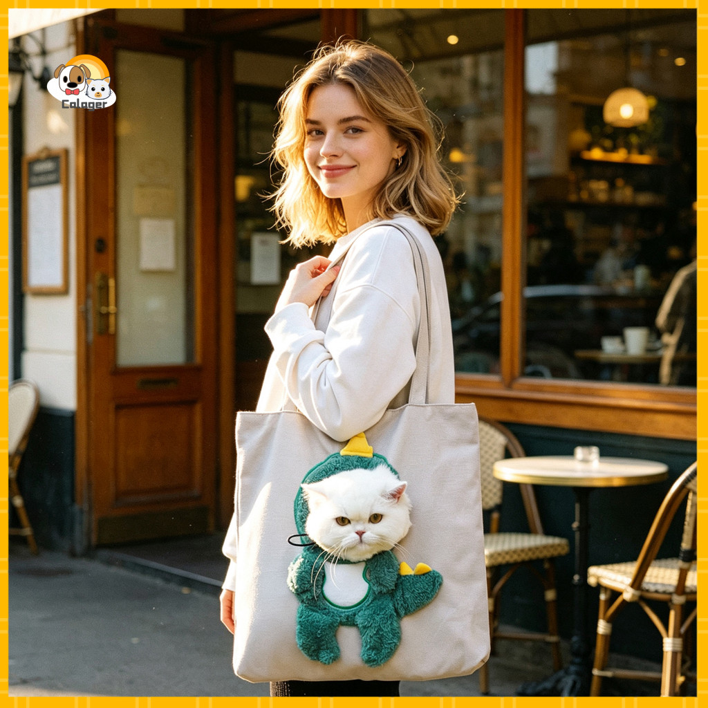 Small Shoulder Bag Pet Carrier for Cats Portable Cat with Peek Window Safety Buckle Cute Design – Lightweight Fabric f