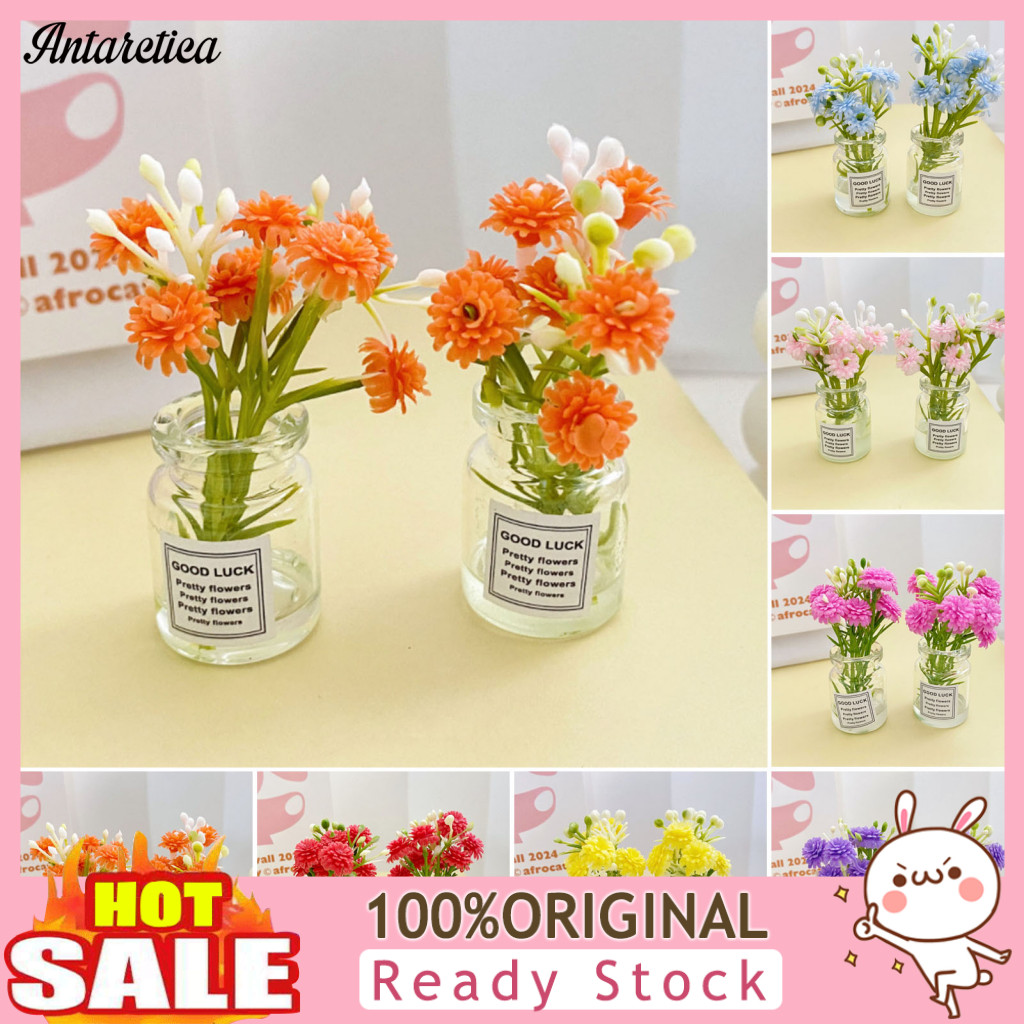 Flower Vase Refrigerator Magnet Magnetic Decor Mini Fridge with 3d Fake Flowers – Cute Miniature Plant Decoration for