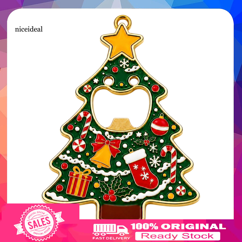 Heavy Duty Beer Bottle Opener Magnetic Fridge Magnet Decor Christmas Tree with – Metal Cap Sticker Festive Holiday for