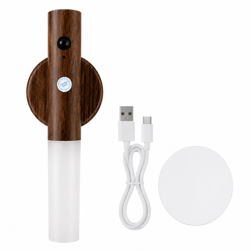 Luminaria Led Recarregável Com Sensor de Movimento Luz Noturna Arandela de Madeira Minimalist Mesa Parede Magnética
