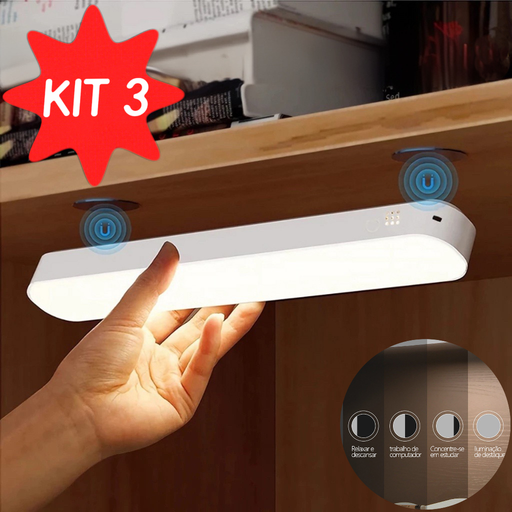 Lâmpada de Mesa LED Recarregável com Controle Remoto e Base Magnética - Luz Noturna para Leitura
