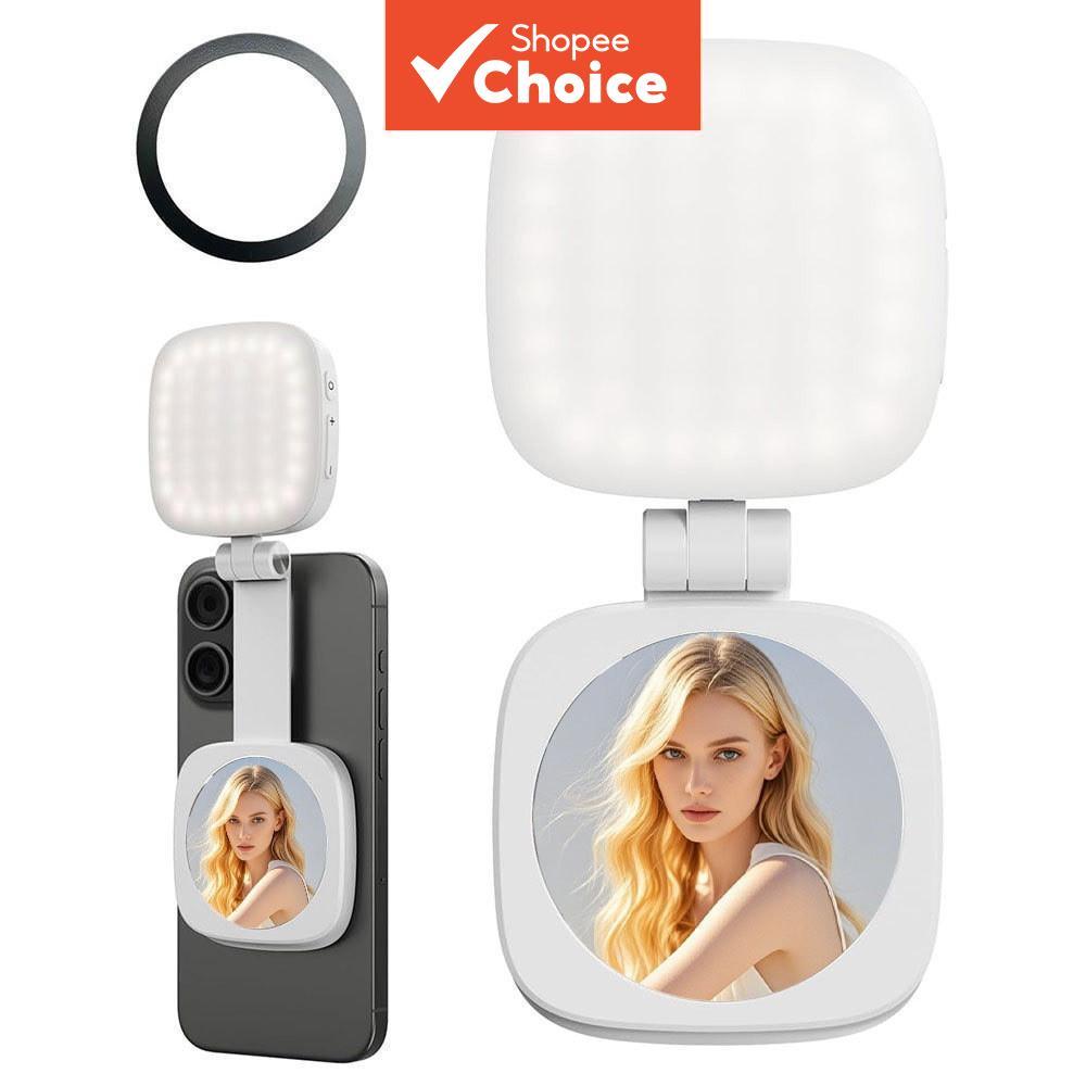 Luz De Preenchimento Dobrável Para Telefone Com Sucção Magnética-Recarregável Espelho Live E Foto