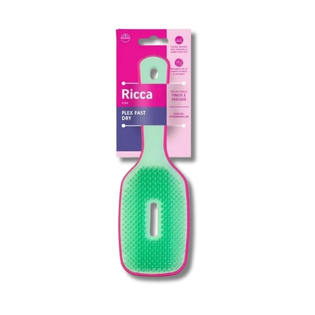 Escova de Cabelos Ricca Flex Fast Dry Pink Ref 971