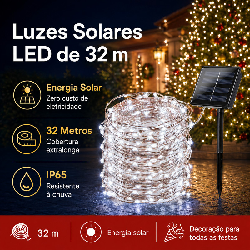 22M/32M LED Solar String Lights Lamp Outdoor Fairy Waterproof for Garden Decoration Christmas Tree