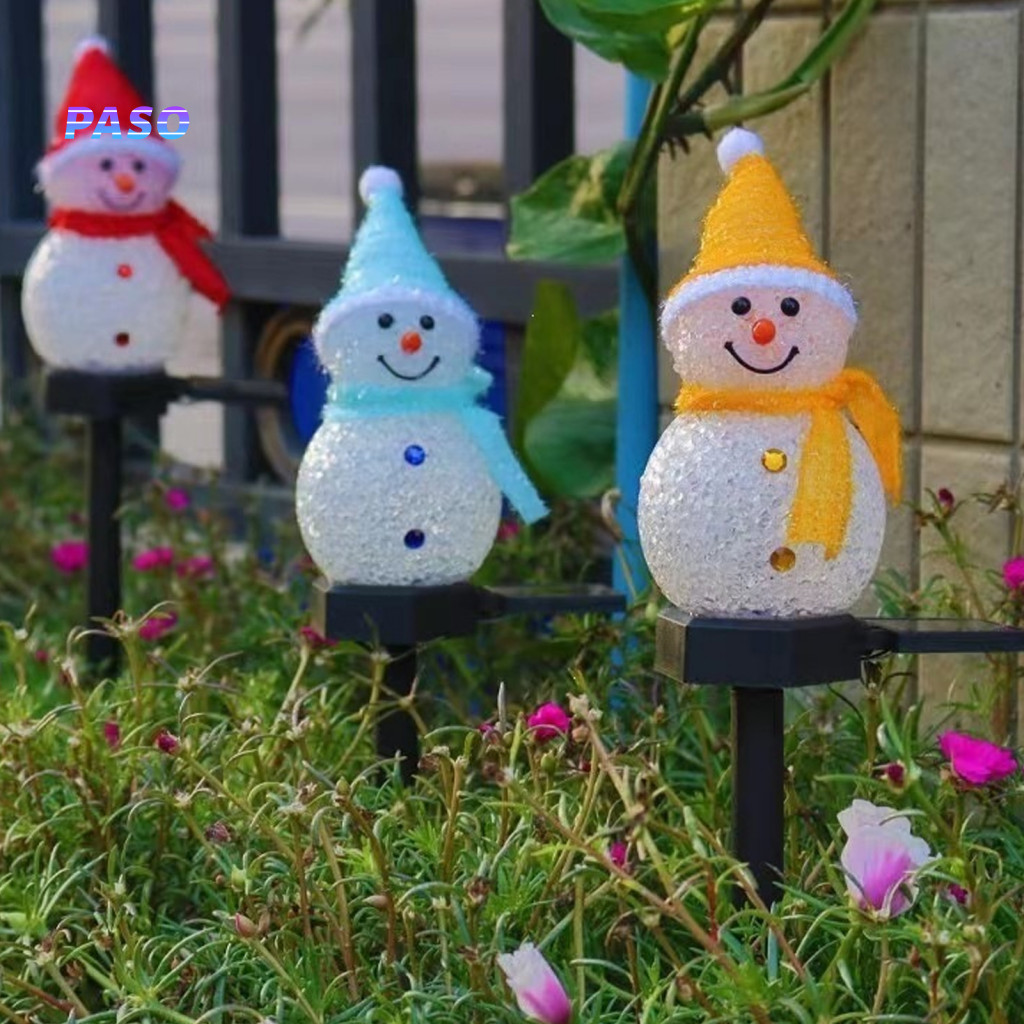 Outdoor Solar Snowman Lights Durable Lawn Stakes for Winter 2pcs Garden – Waterproof Led Christmas Pathway with for Ya