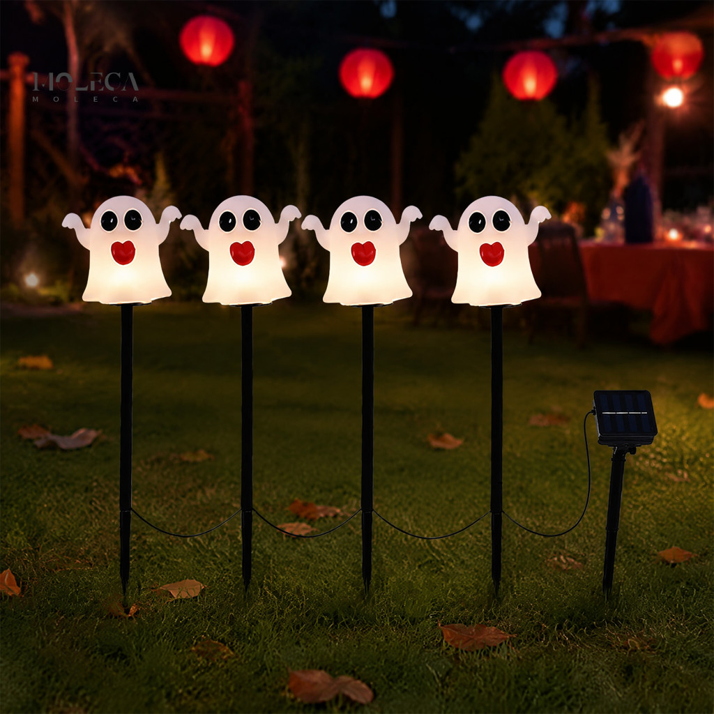 Decorative Lawn Outdoor Solar Pumpkin Lights Halloween Light Waterproof Led Ghost Garden Stake Pathway Lamp for Yard Pat