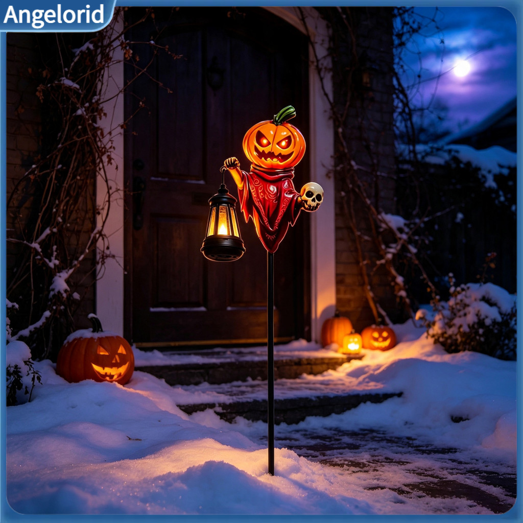 Outdoor Pumpkin Decorations Solar Garden Stakes Halloween Stake Light Waterproof Led Metal Decorative for Yard for South