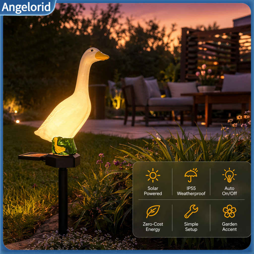 Outdoor Solar Lights Garden Goose Led Stake Light Waterproof Pathway Lawn Patio Decorative Resin Landscape Lamp for Yard