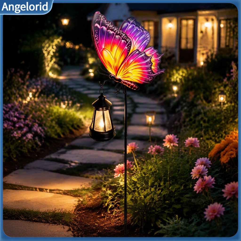 Waterproof Solar Lights Garden Stakes Butterfly Stake Metal Led Outdoor Decorative for Yard Lawn Patio Pathway – for M