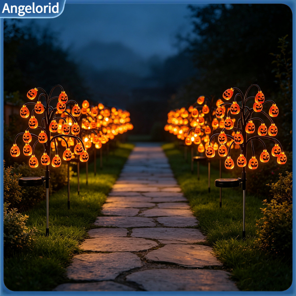 Solar Powered Pumpkin Lanterns Waterproof Led Garden Lights Stake Glowing Lantern Ip65 Outdoor Halloween Yard Path for L