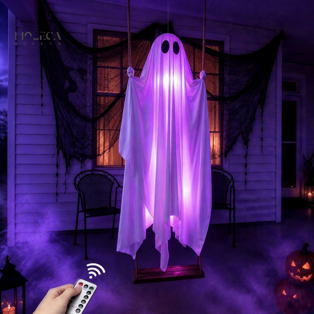 Halloween Hanging Ghost Decorations for Yard Arches Swing Decoration with Remote Control Waterproof Led String Lights fo