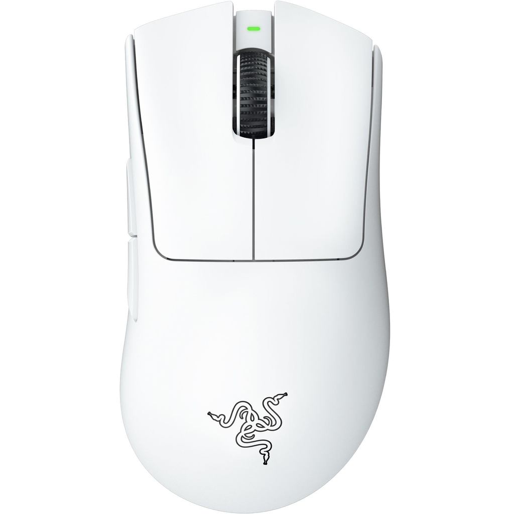 Razer DeathAdder V3 Pro White Gaming Mouse Wireless, ultra-lightweight at 64g, features an advanced ergonomic shape, top