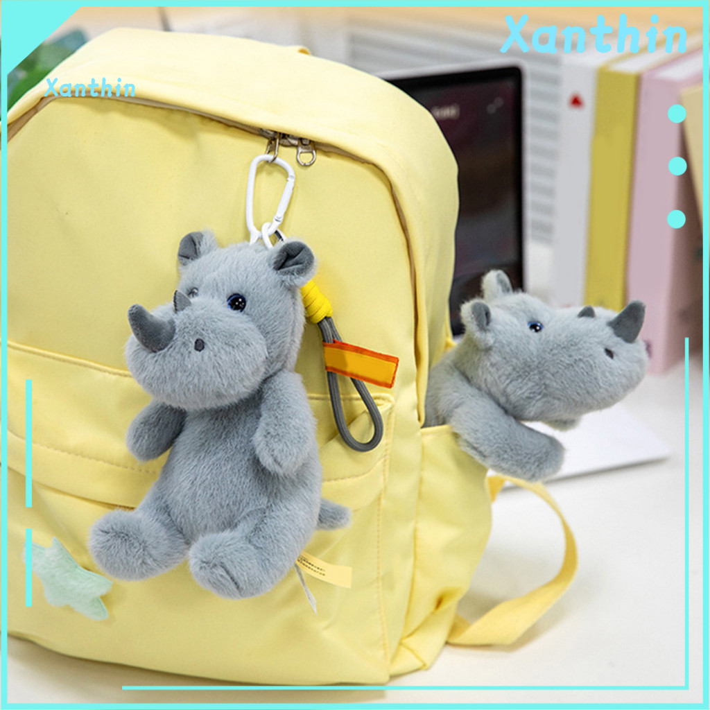 Cartoon Wrist Cushion Plush Rhino Pendant Guard Soft Velvet Ergonomic Support Fluffy Typing Pad Charm Keychain for Comfo