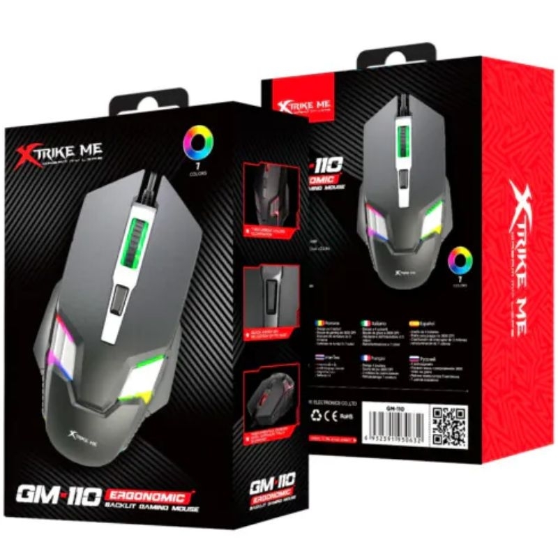 Mouse Gamer Xtrike Me GM-110 Ergonomic Retroiluminado 7 Cores 3600 DPI