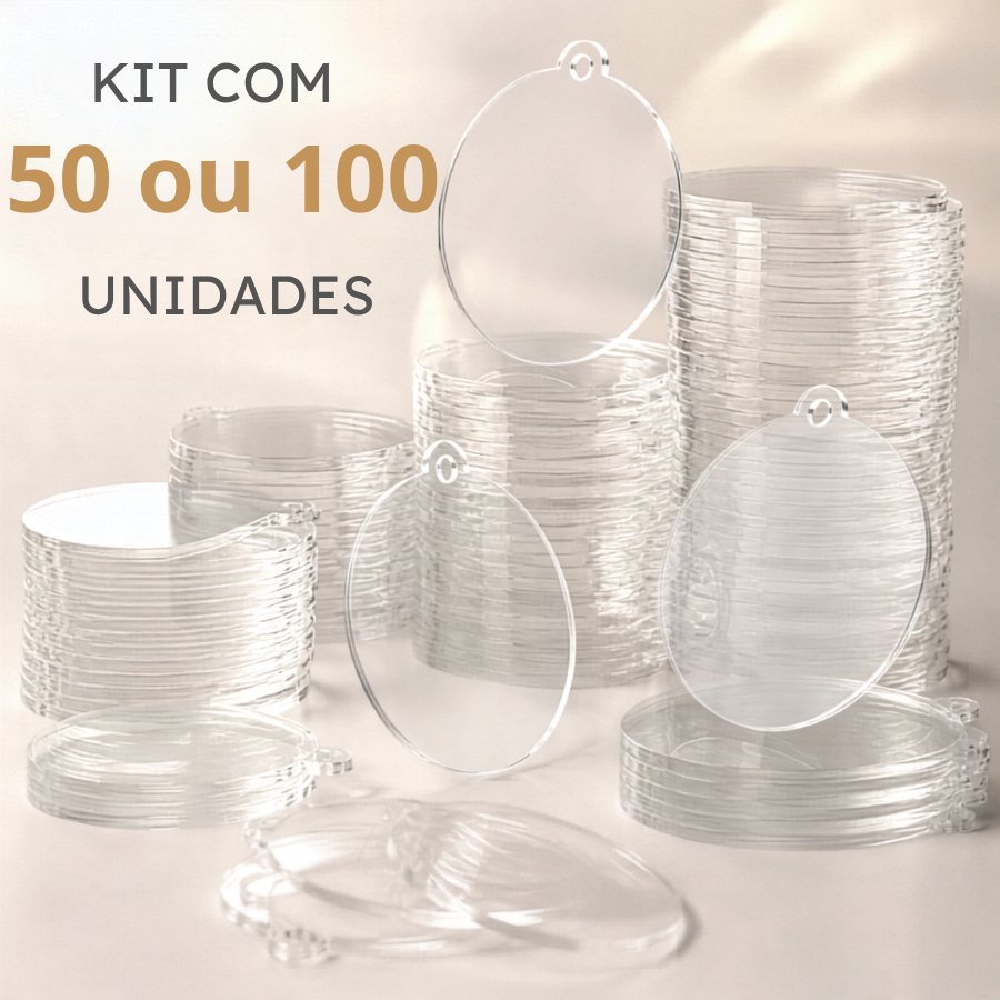 Kit Medalha Acrílico Cristal 100 Unidades Redonda Ideal Para Premiação Qualidade Premium