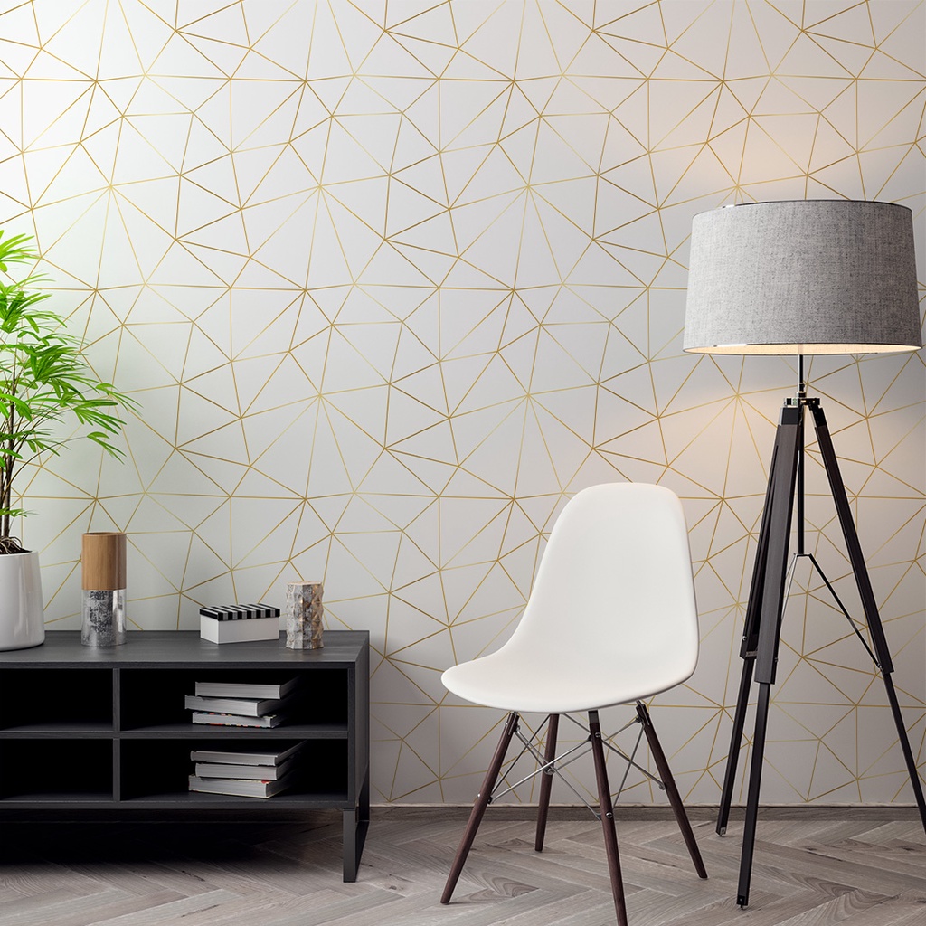 Papel de Parede Adesivo Zara Silver Cinza e Dourado Tons Claros Adesivo Premium Lavável - Pro Decor