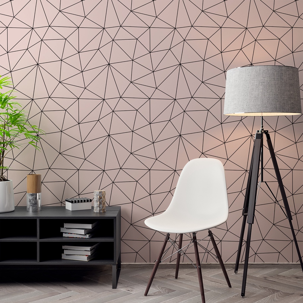 Papel de Parede Adesivo Zara Silver Rose e Black Linhas Grandes Adesivo Lavável Premium - Pro Decor
