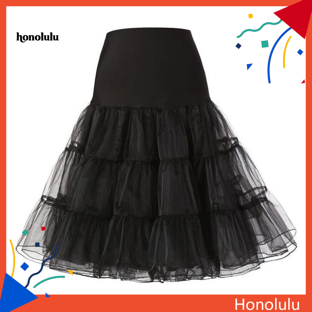 Layered Underskirt Puffy Skirt Women’s High Waist Tulle Multi-layered Mini A-line Dress Solid Color Party Wedding Danc