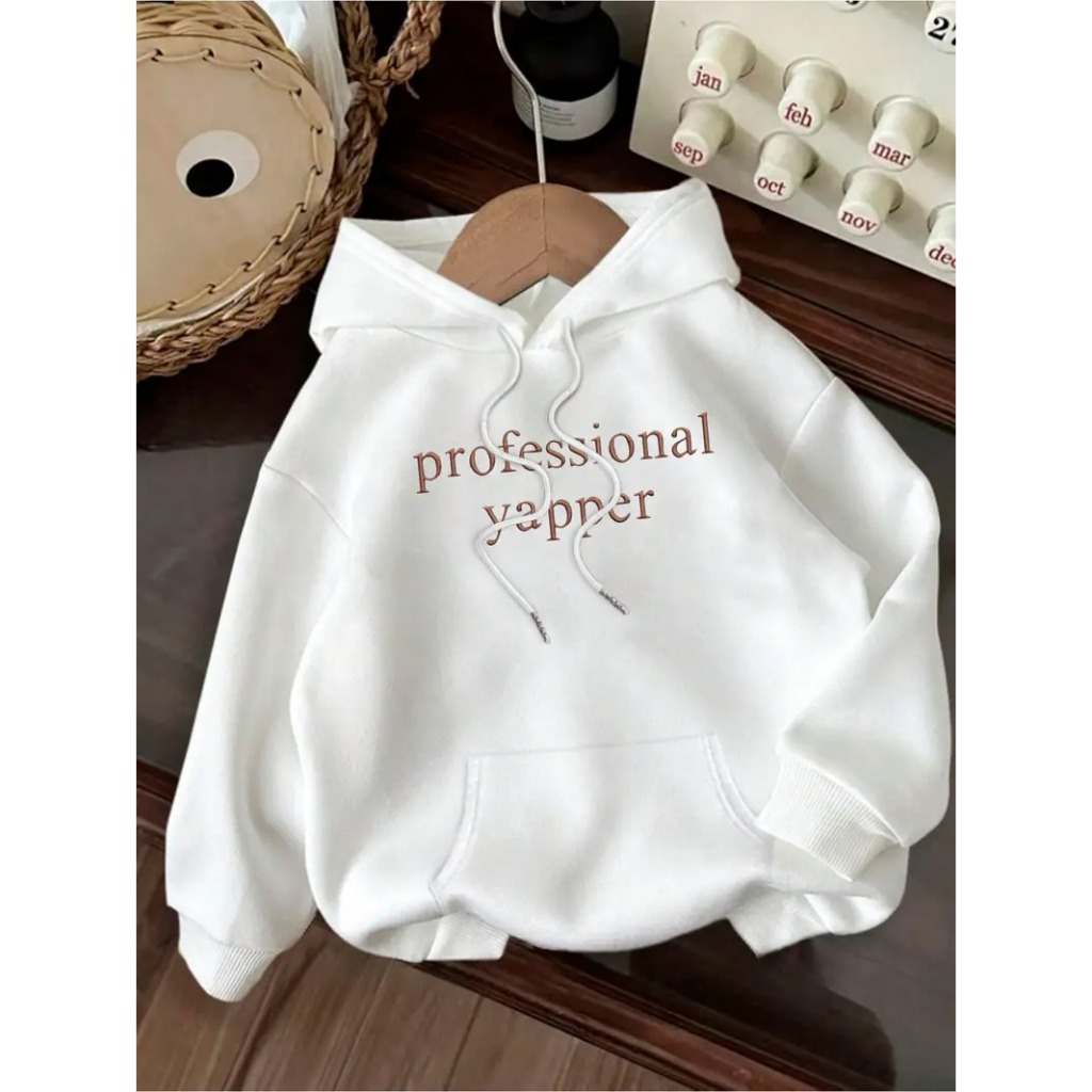 Moletom com capuz gráfico 'Professional Yapper' Unisex - Pulôver casual de malha com cordão, , poliéster, perfeito para