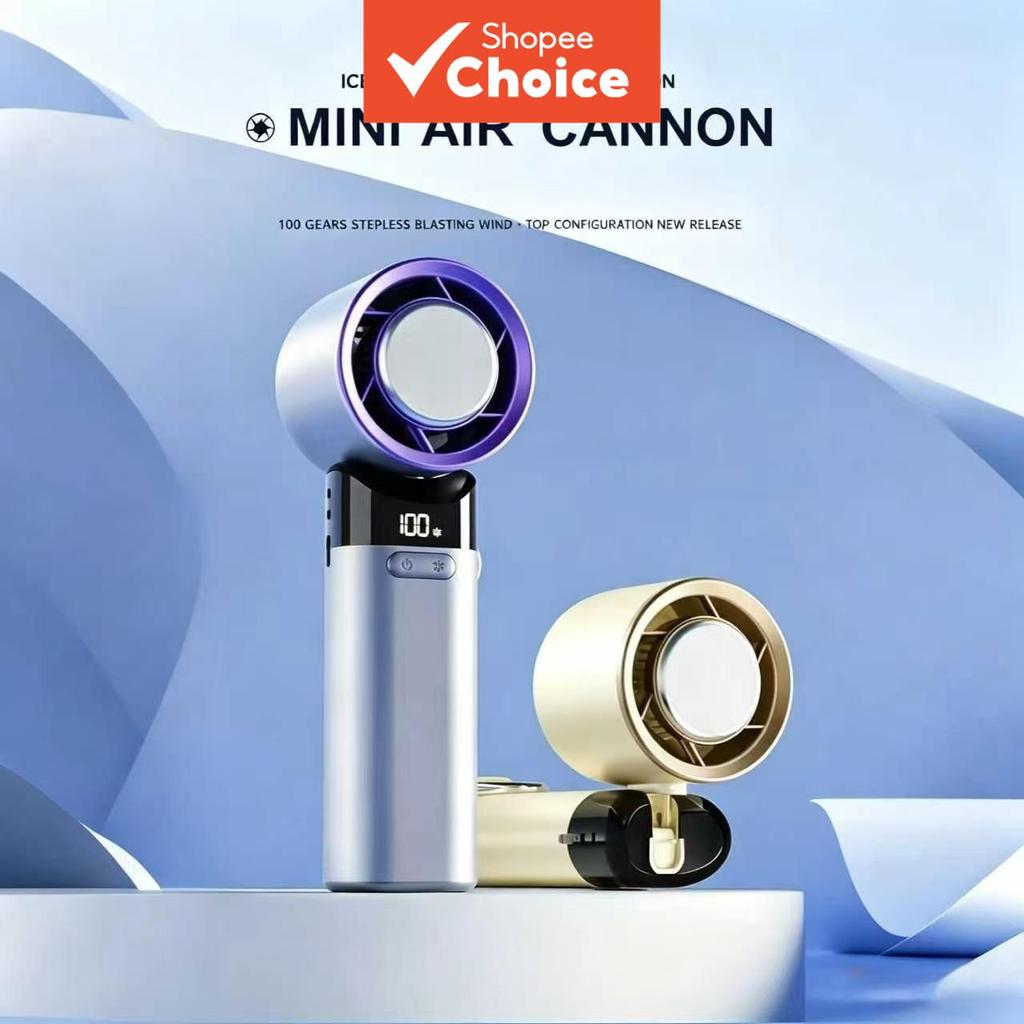 Ventilador Portátil Semicondutor De Gelo 100 Velocidade Turbo Recarregável Mini Display Digital Dobrável