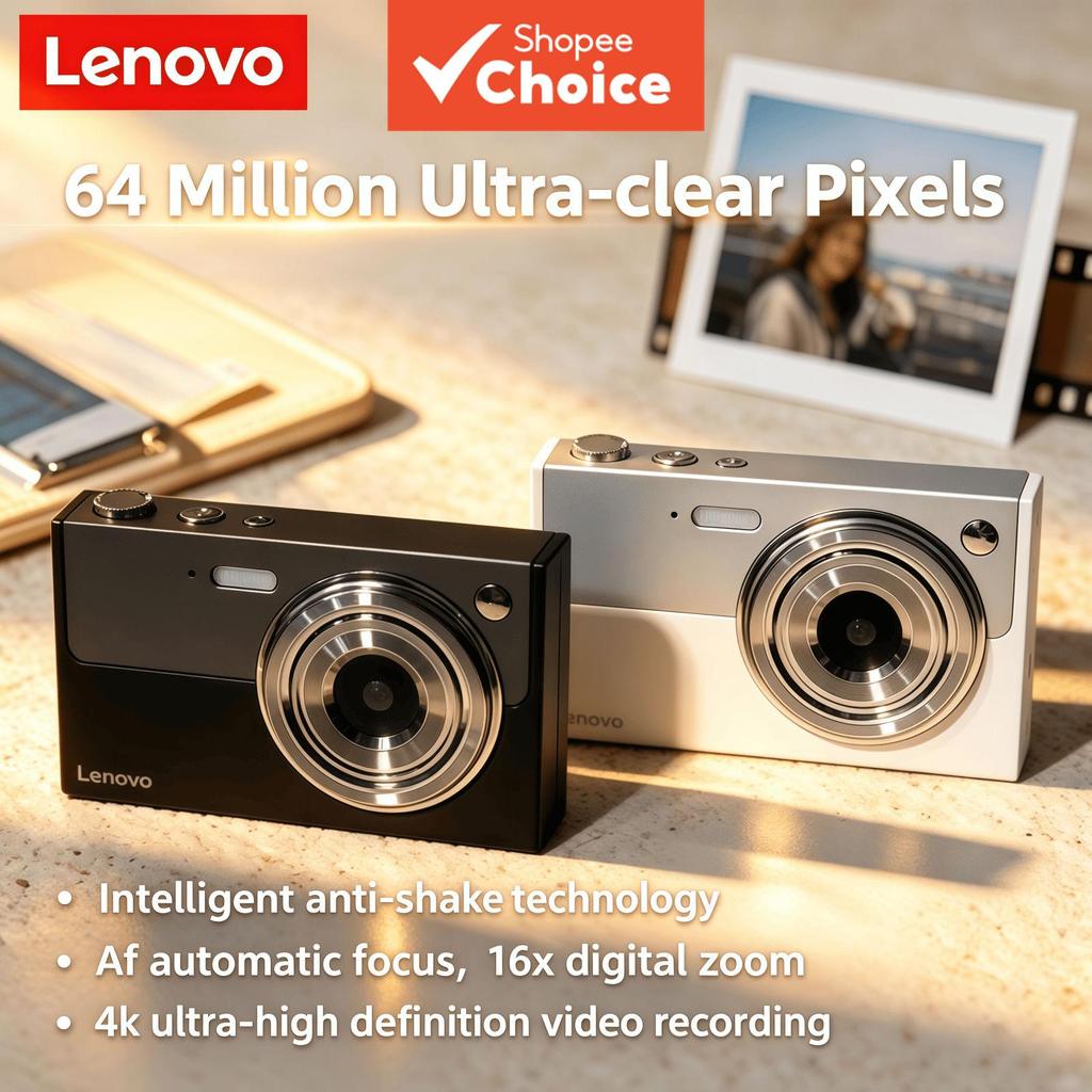 Câmera Digital Compacta Lenovo XJ22 com 64 milhões de pixels e gravação de vídeo 4K, estabilização, autofoco para