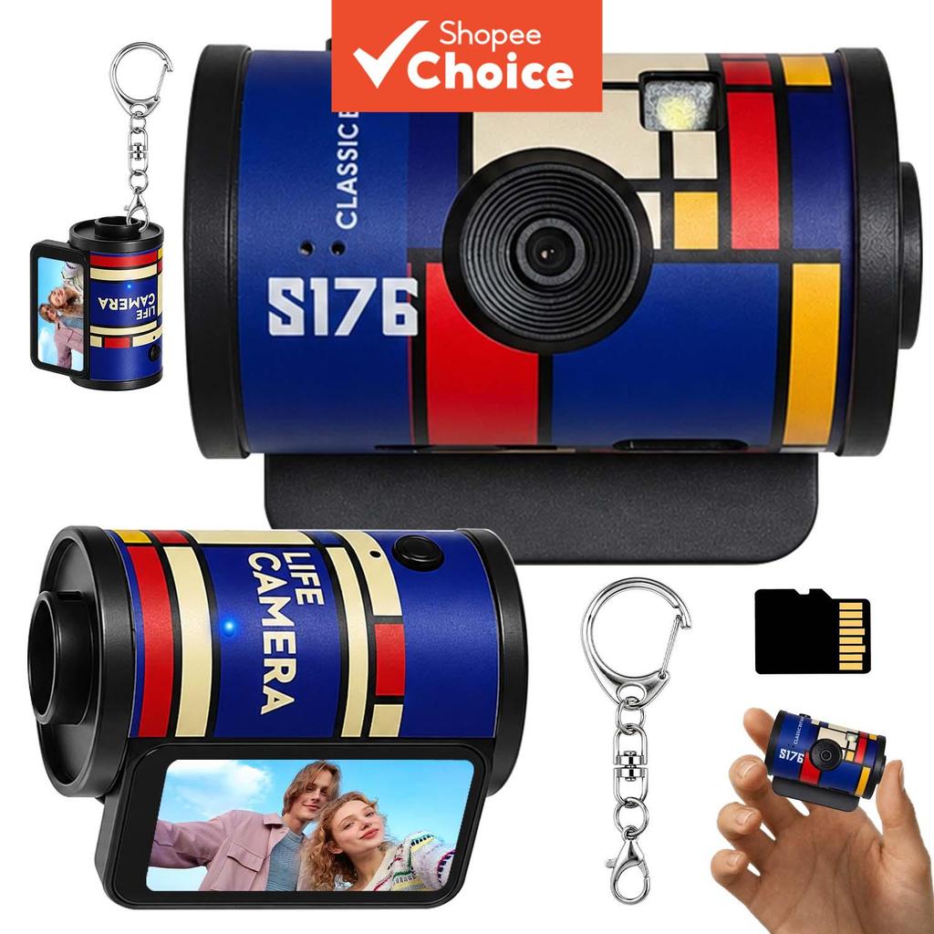 Câmera de chaveiro compacta e digital de bolso para passeios com pets, parque, fotos de animais de perto